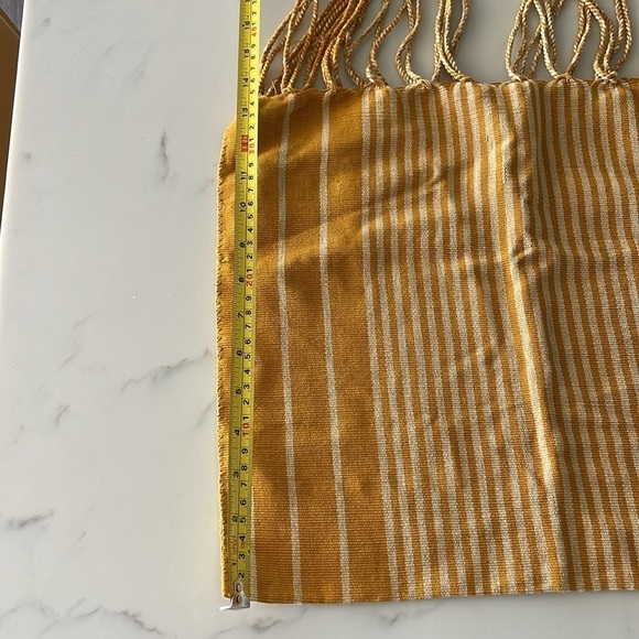 mustard and cream woven tote bag - Picture 5 of 10